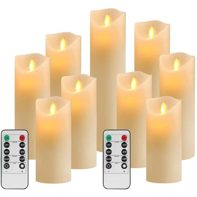 OSHINE Flameless Candles 9 pack LED Lights Moving Wick Ivory Electric Pillar Battery Candles Real... | Walmart (US)