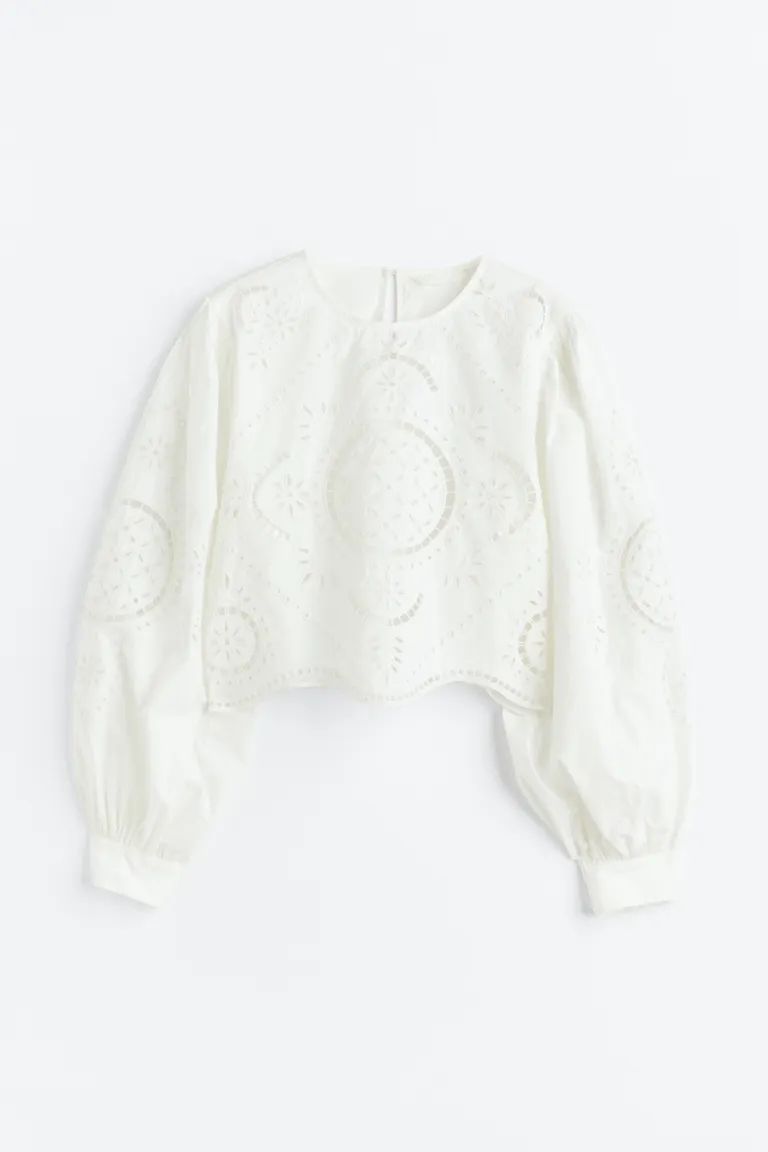 Eyelet Embroidered Blouse | H&M (US)