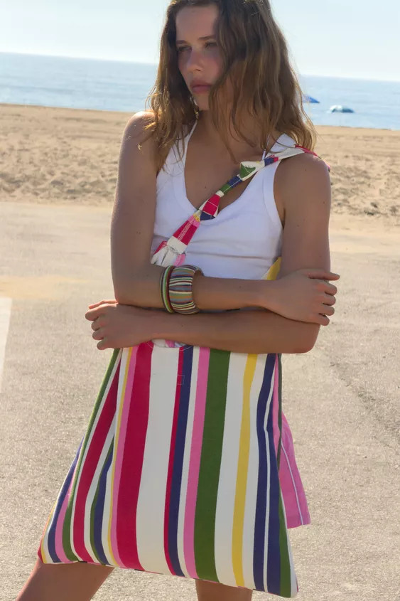 STRIPED CANVAS BAG | Zara UK
