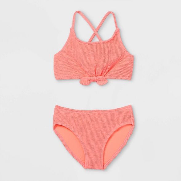 Girls' Pretty and Pucker Textured 2pc Bikini Set - Cat & Jack™ Coral | Target