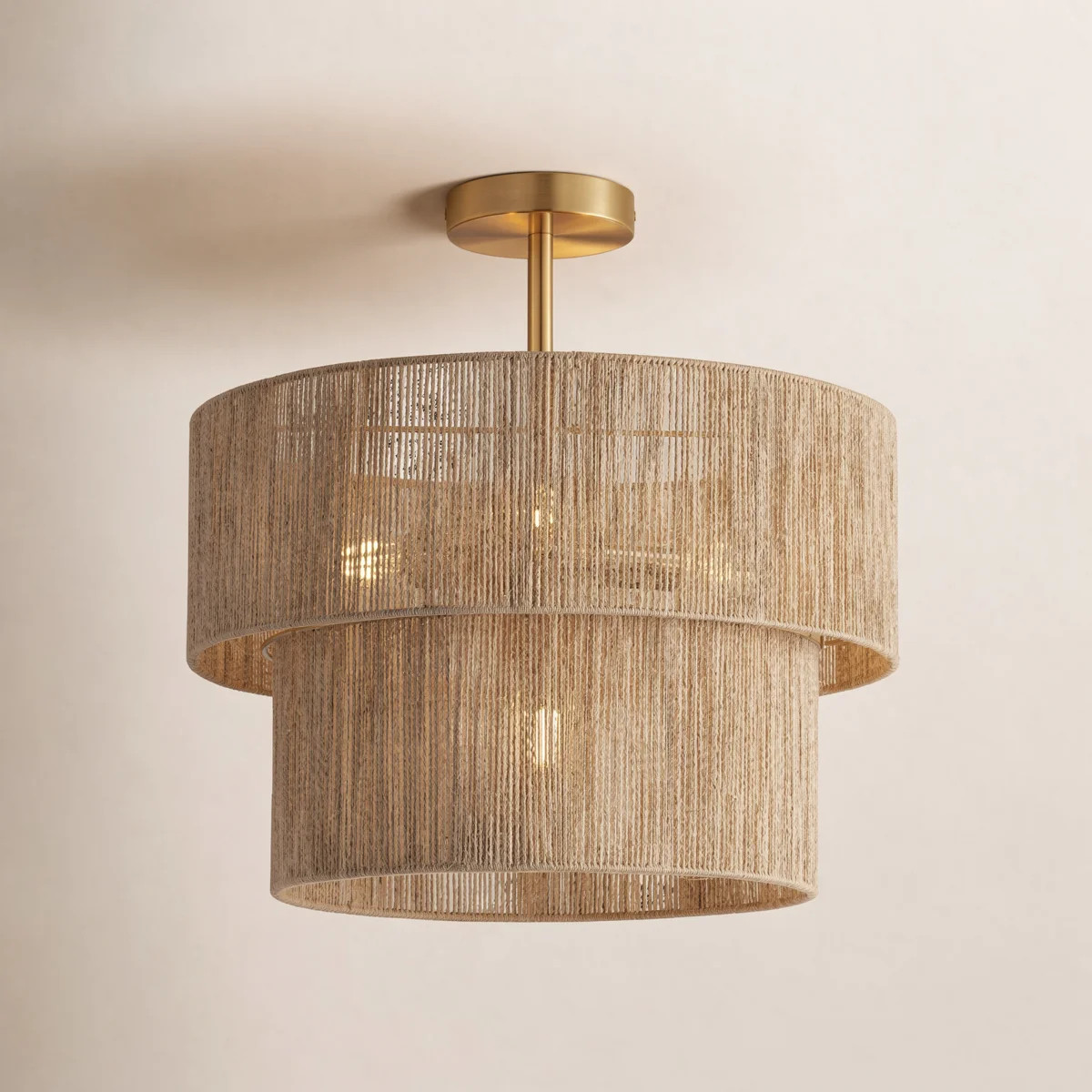 Desiree 17.7" Natural Jute 2-Tier Semi-Flush Mount Light | Wayfair North America