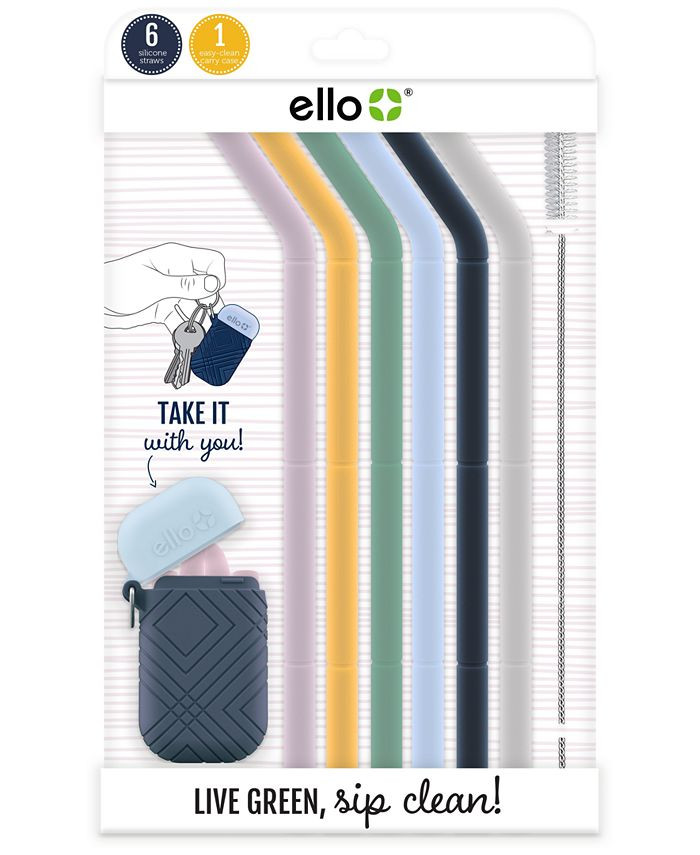 Ello Compact Fold & Store Silicone Straw 6-pk. plus Wire Brush & Case & Reviews - Kitchen Gadgets... | Macys (US)