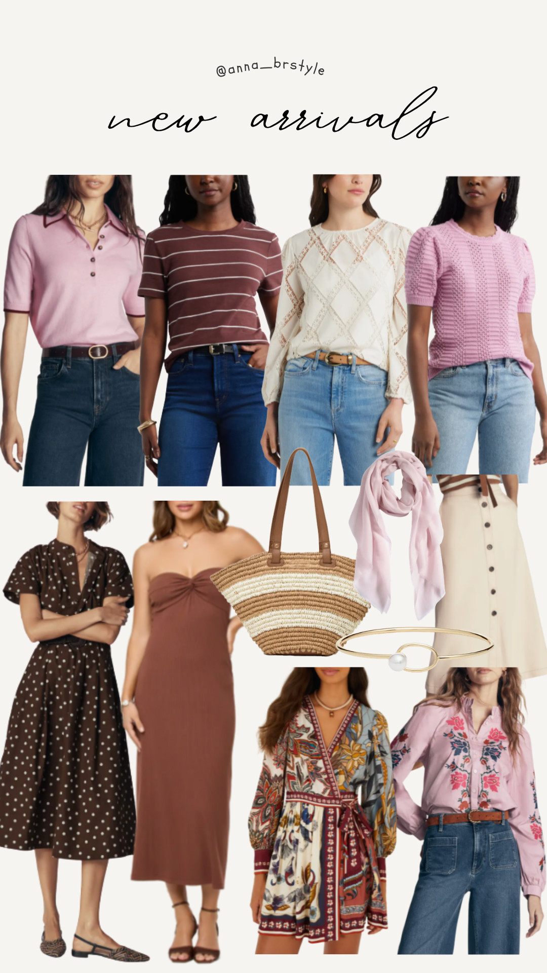Fresh fall arrivals in the prettiest mix of soft pinks, rich browns, feminine prints, and timeless wardrobe staples. Perfect pieces to transition into the new season.

early fall fashion, new arrivals, autumn outfits, pink sweater, brown dress, embroidered blouse, striped tee, midi dress, casual chic, transitional style 

 #LTKOver40 #LTKSaleAlert