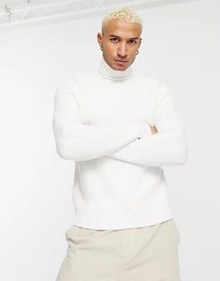 Bershka roll neck jumper in white | ASOS (Global)