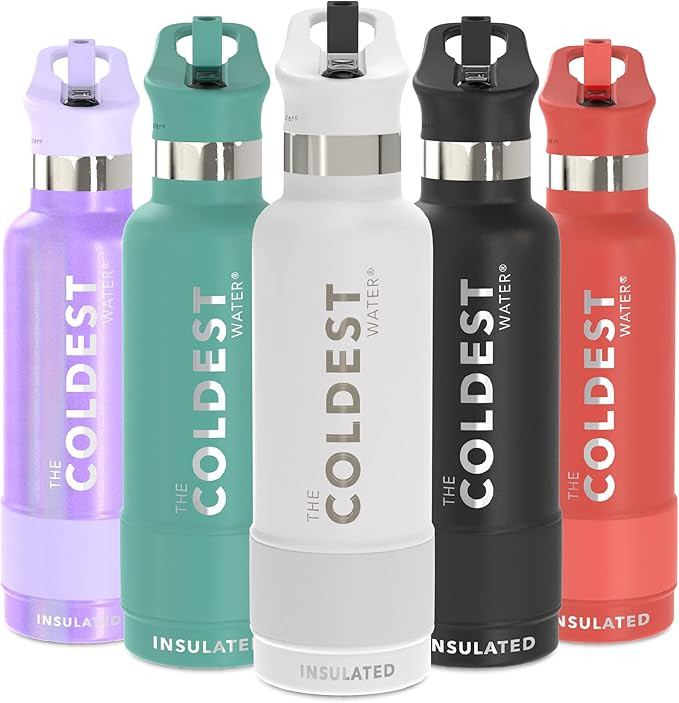 Coldest Water Bottle with Standard Mouth Straw Lid Metal Thermos Vacuum Insulated Stainless Steel... | Amazon (US)