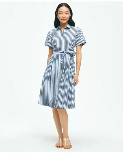 Striped Belted Shirt Dress In Cotton | Brooks Brothers