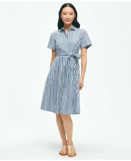 Striped Belted Shirt Dress In Cotton | Brooks Brothers