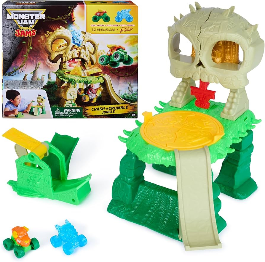 Monster Jam Mini Jams, Crash & Crumble Skull Escape Playset, 2 Exclusive Die-Cast El Toro Loco an... | Amazon (US)