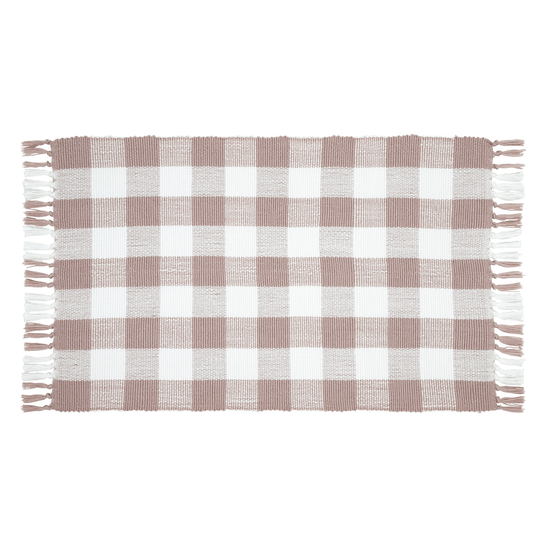 Gingham Fringe Valentine's Day Indoor/Outdoor Layering Rug, Pink and White, 24" x 38", by My Texa... | Walmart (US)