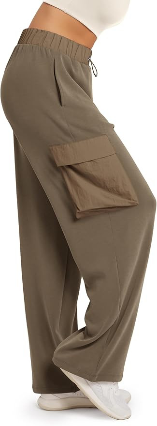 ODODOS Women's Modal Soft Wide Leg Cargo Pants with Pockets Adjustable Shockcord High Waist Loose... | Amazon (US)
