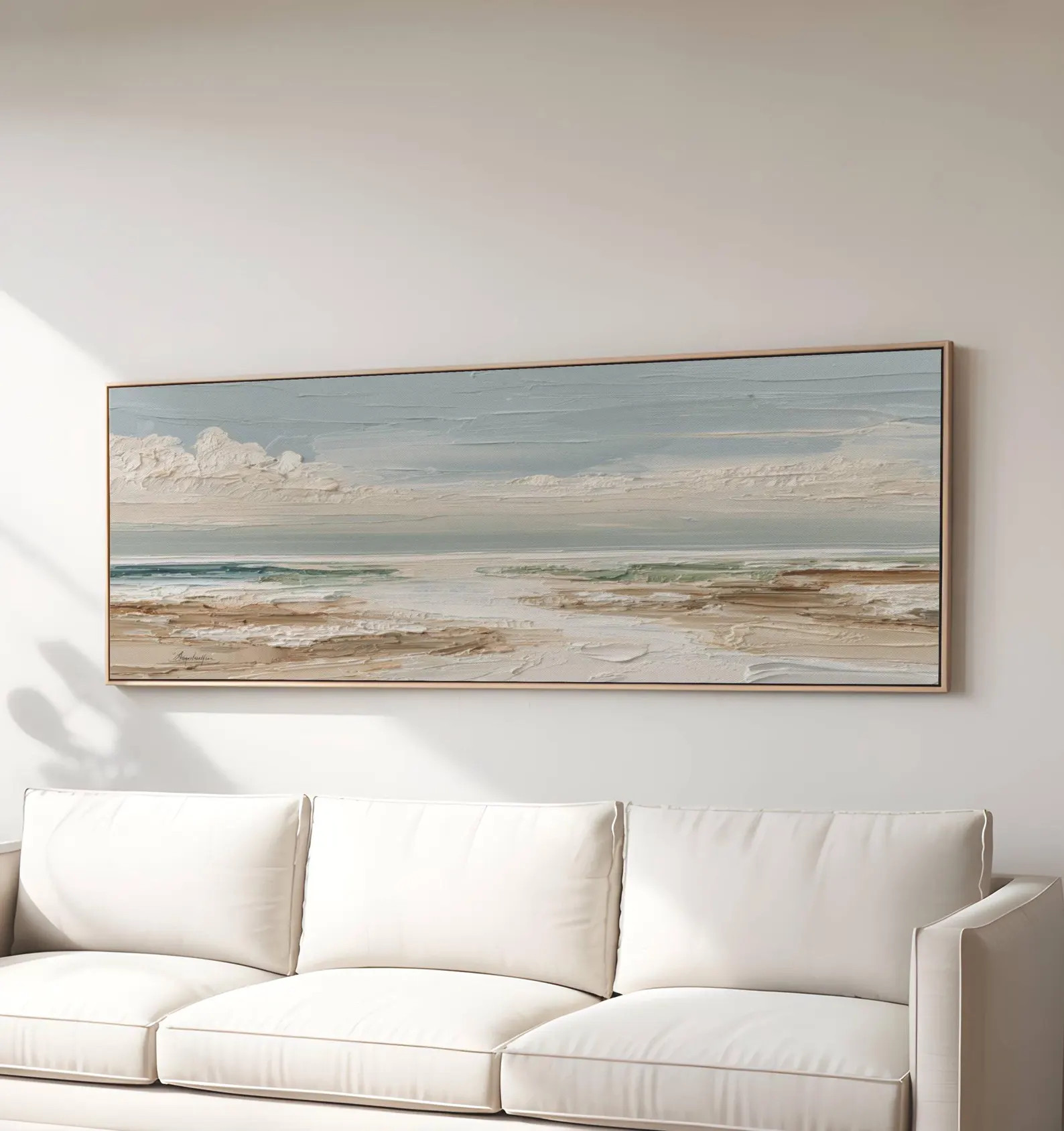 Coastal Canvas Wall Art, Neutral Beach Painting, Seascape Print, Ocean Landscape Artwork, Modern ... | Etsy (US)
