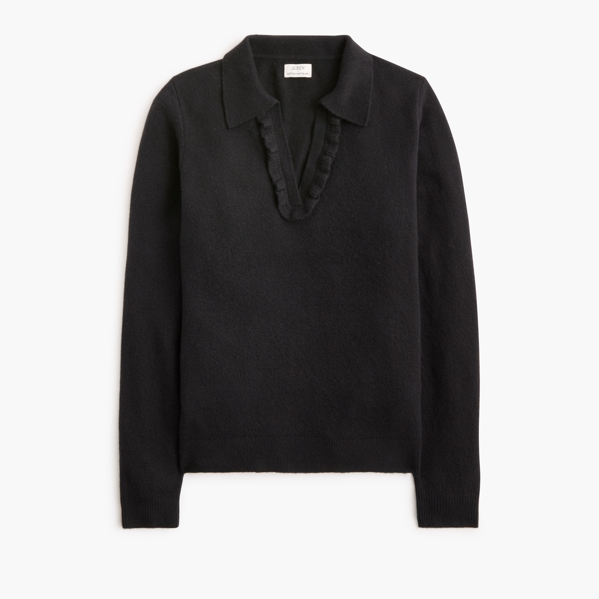 Ruffle sweater-polo in cotton-soft blend | J.Crew Factory