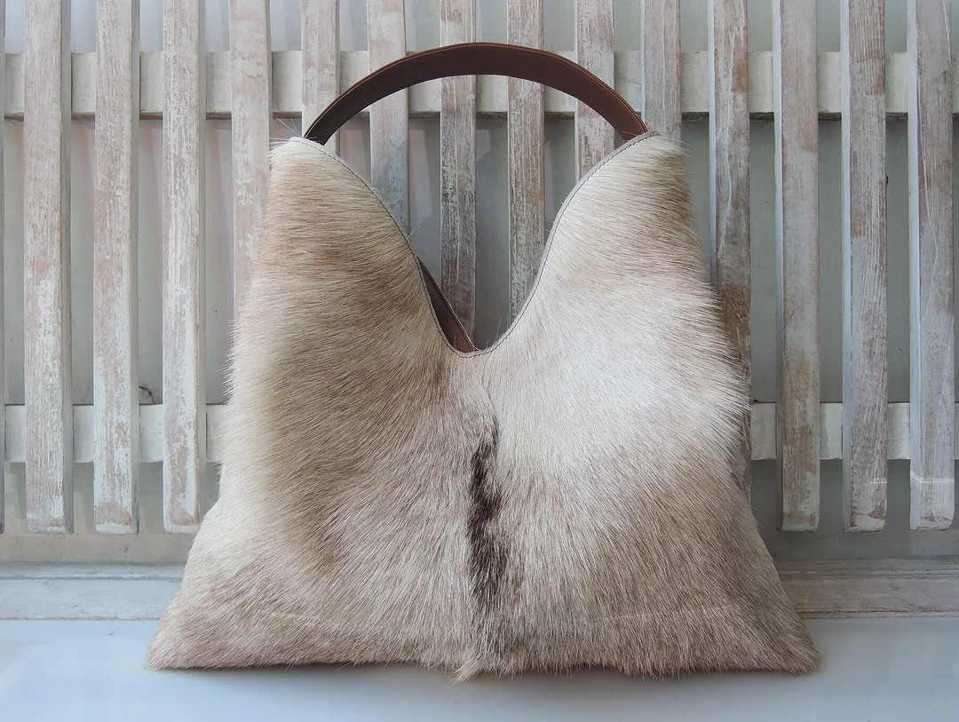 TOTEBAG PERSONALIZE ANIMAL Print Purse Shoulder Bags for Women Handbags in Brown White Hide Hair ... | Etsy (US)