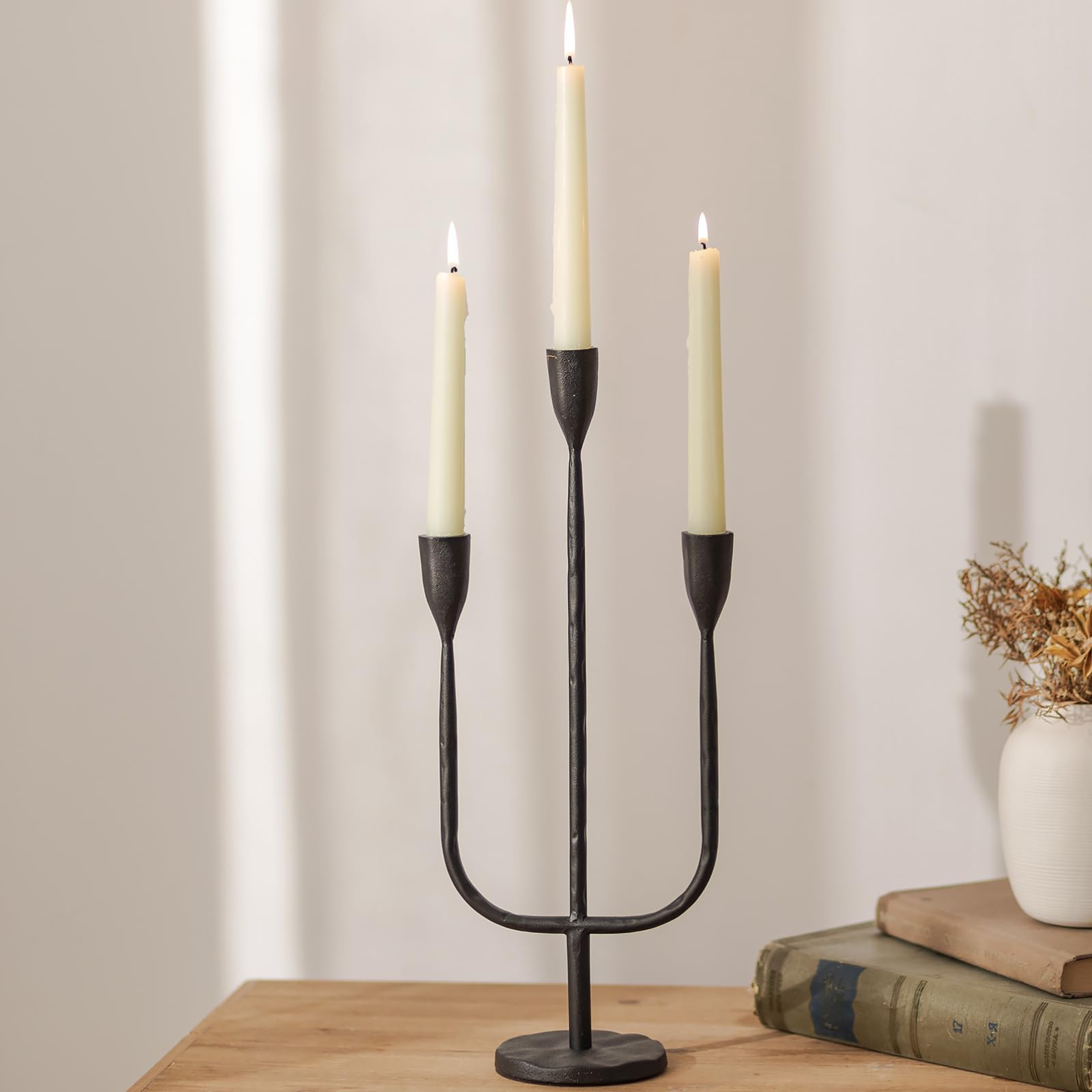 Romadedi Candelabra Balck Candlestick Holders: Taper Candle Holders Metal Tall Vintage Candle Hol... | Amazon (US)