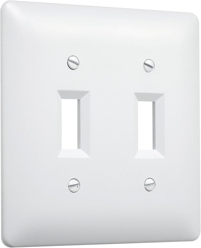 TayMac 4400W Paintable Double Toggle Light Switch Wall Plate Cover, White, 2-Gang | Amazon (US)