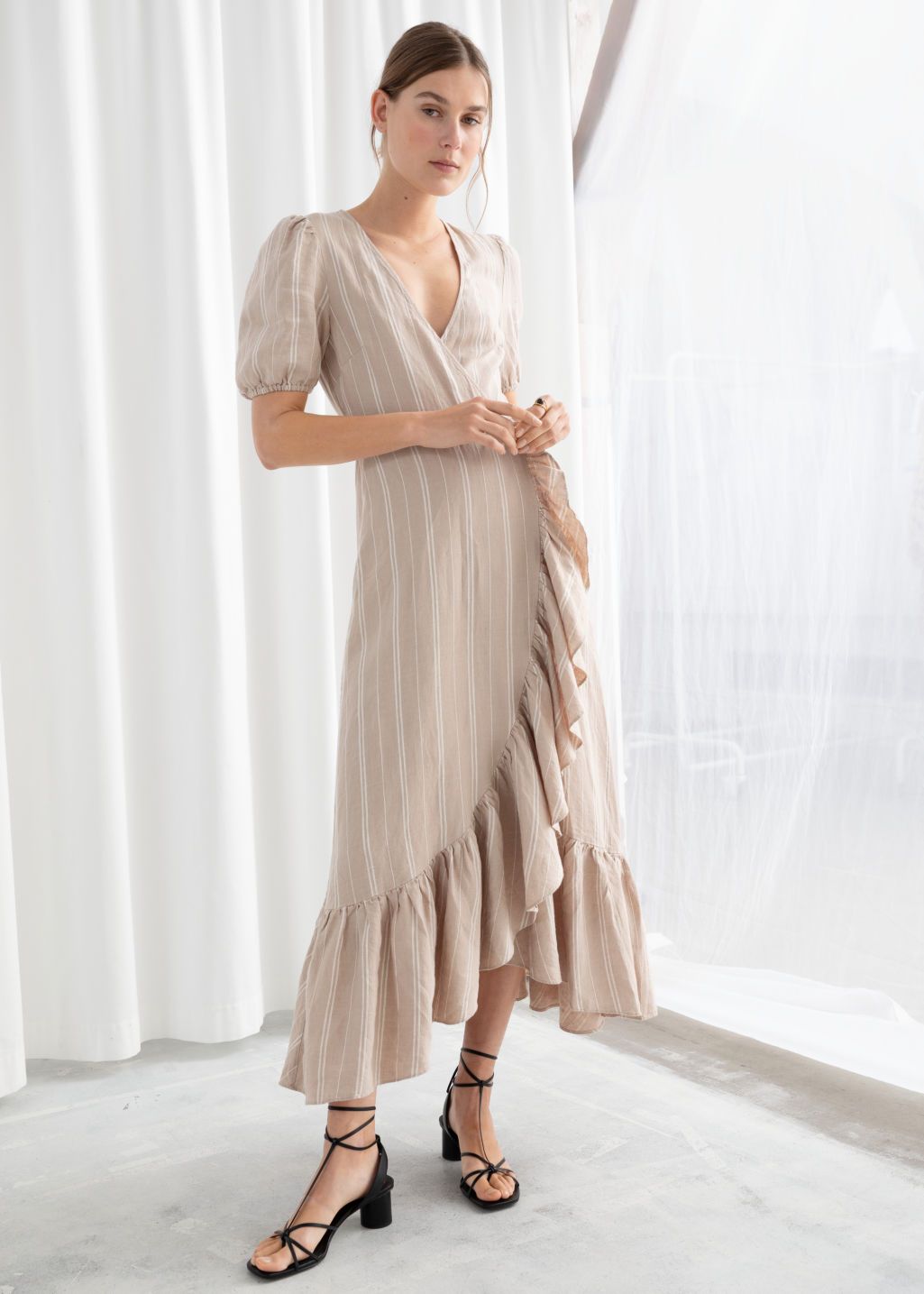 Ruffled Linen Wrap Midi Dress | & Other Stories (EU + UK)