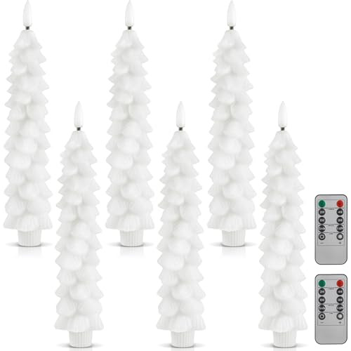 Funtery 6 Pcs Christmas Flameless Taper Candles with Remote Timer 9.7 Inch Real Wax Battery Opera... | Amazon (US)
