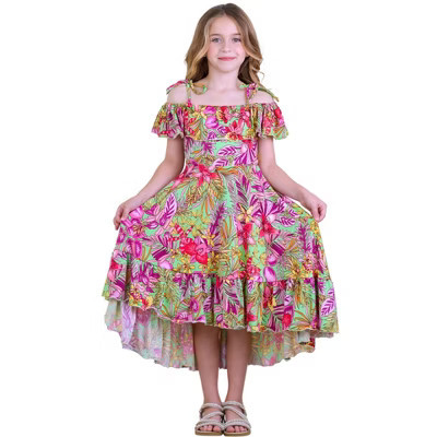 Tropical Florals Casual Hi-Lo Dress Mia Belle Girls, Multicolor, 2T-3T | Target