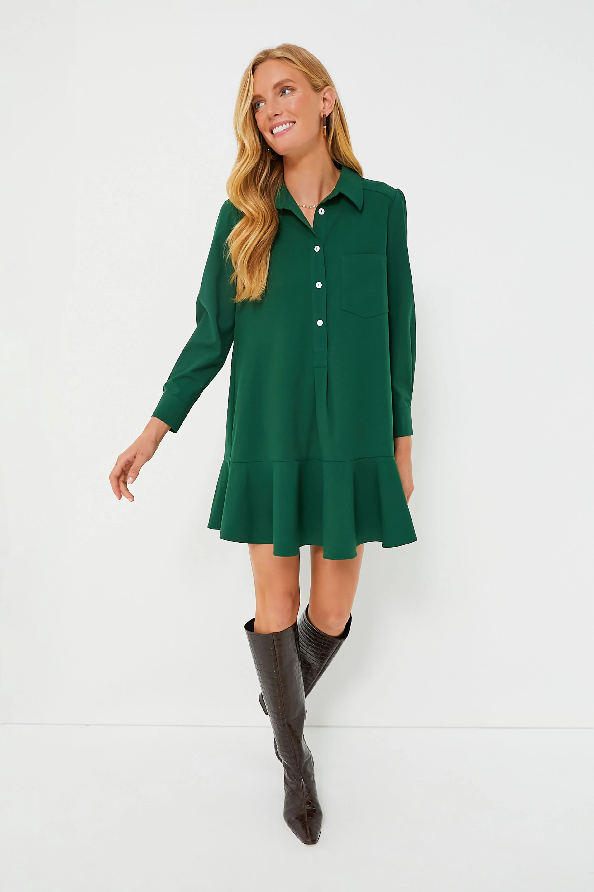 Hunter Green Crepe Callahan Dress | Tuckernuck (US)