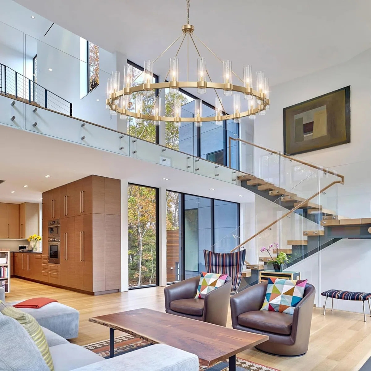 Dhreej 20 - Light 60''Glass LED Wagon Wheel Chandelier | Wayfair North America