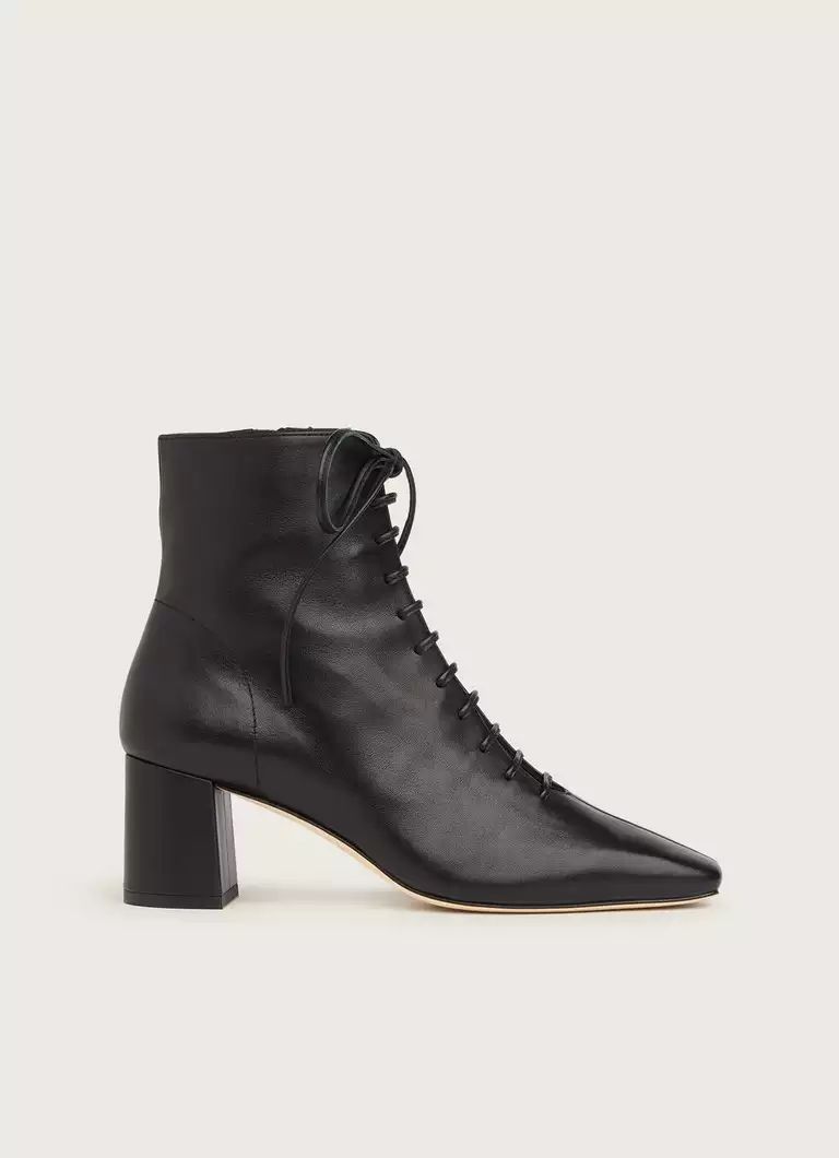 Arabella Black Leather Lace-Up Ankle Boots | L.K. Bennett (UK)