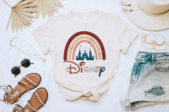 Disney Rainbow Castle Shirt Disney Vintage disney Family - Etsy | Etsy (US)