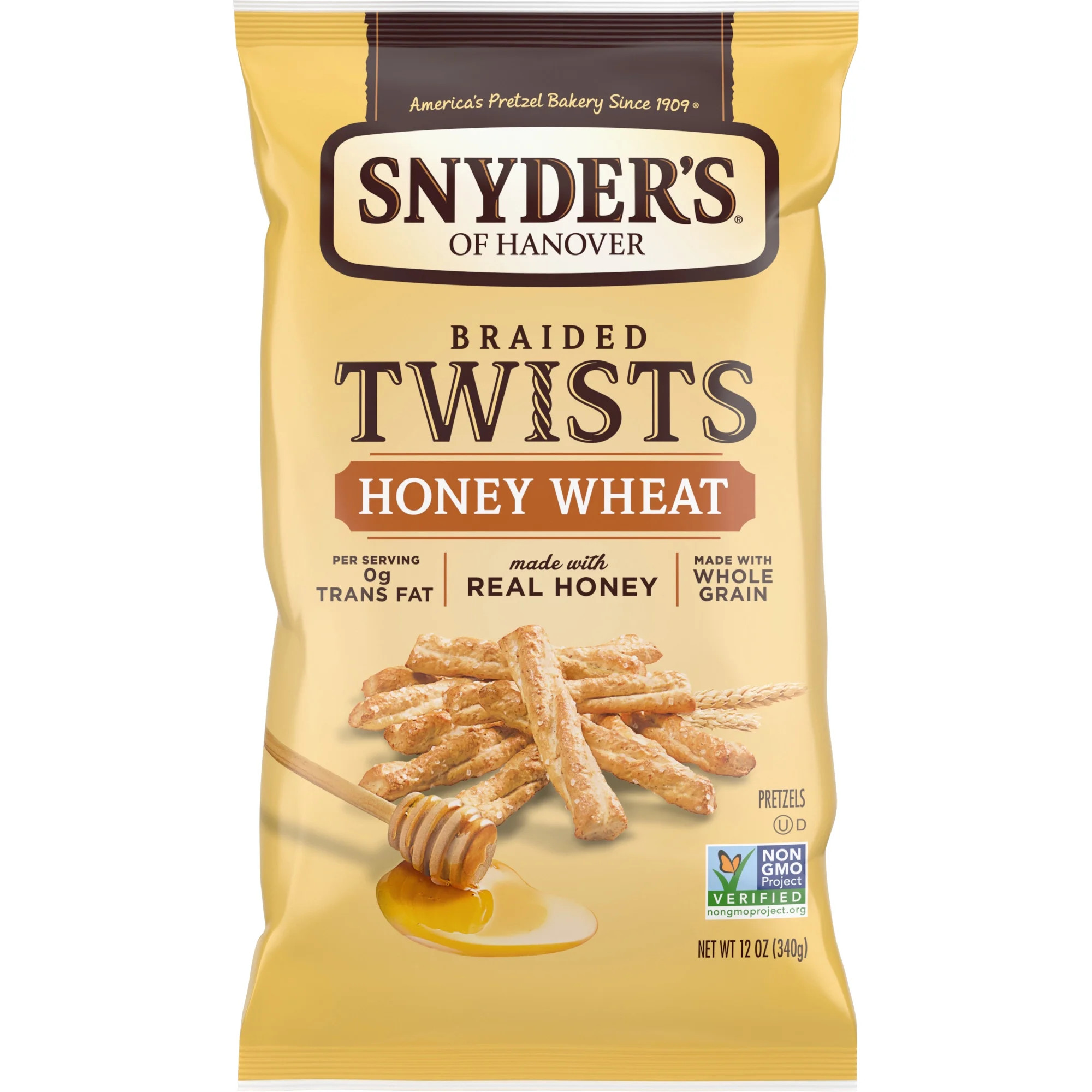 Snyder's of Hanover Pretzels, Braided Pretzel Twists Honey Wheat, 12 oz | Walmart (US)