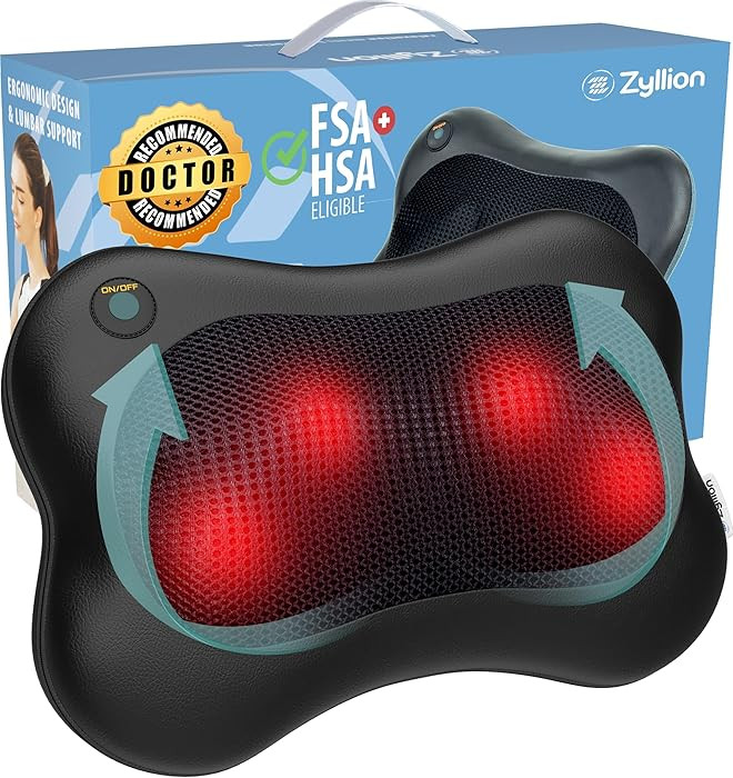 Zyllion Shiatsu Back and Neck Massager with Heat - 3D Electric Kneading Deep Tissue Massage Pillo... | Amazon (US)