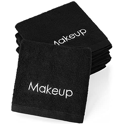 Panelee 13 Inch Makeup Washcloths Black Makeup Towels Cotton Face Wash Cloths Bulk Facial Remover Cleansing Towels Soft Cosmetic Water Absorbent for Women Hand Skin Care(12 Pcs) | Amazon (US)