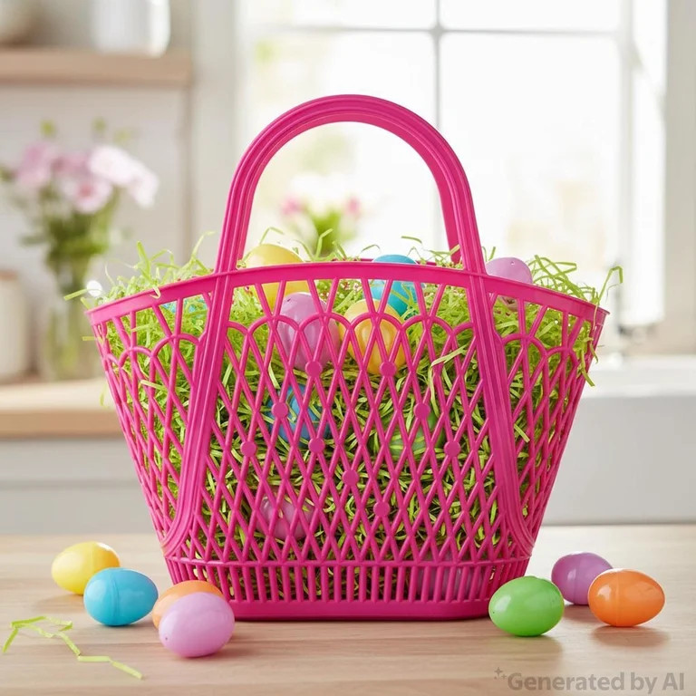 Easter Jelly Tote Basket, Pink, Way To Celebrate, 15 x 16 Inch | Walmart (US)