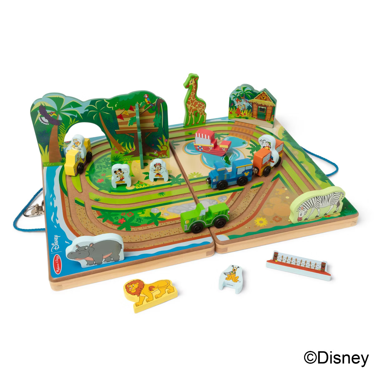 Melissa & Doug Disney Take-Along Safari Adventure Wooden Play Set with Built-In Tracks - 20pc | Target