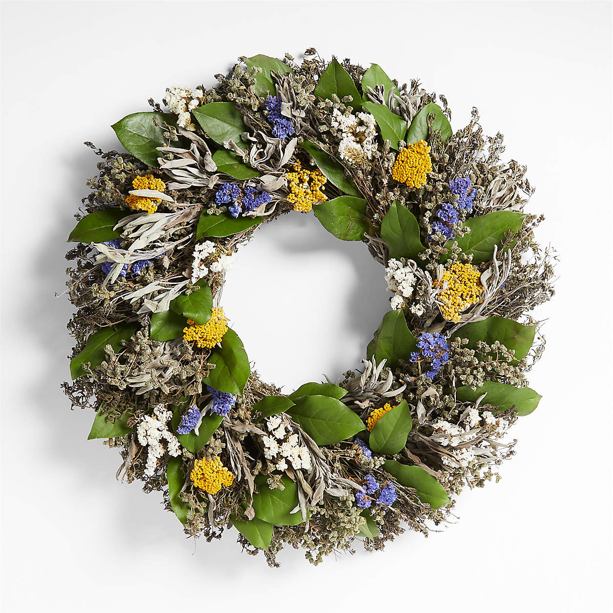 Live Herbal Floral Wreath 22" + Reviews | Crate & Barrel | Crate & Barrel