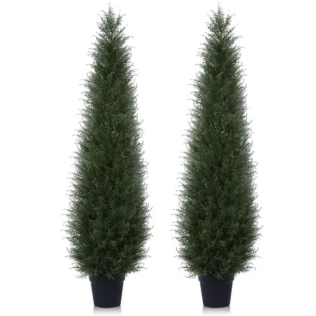 DR.Planzen 2-Pack 5ft Artificial Cedar Topiary Trees, UV-Resistant Outdoor Potted Plants for Porch & Garden Decor | Walmart (US)