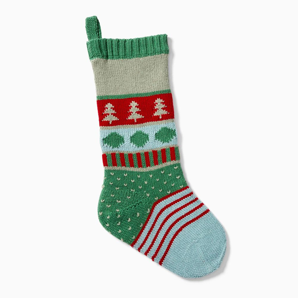 Fair Isle Knit Stocking - Trees | West Elm (US)