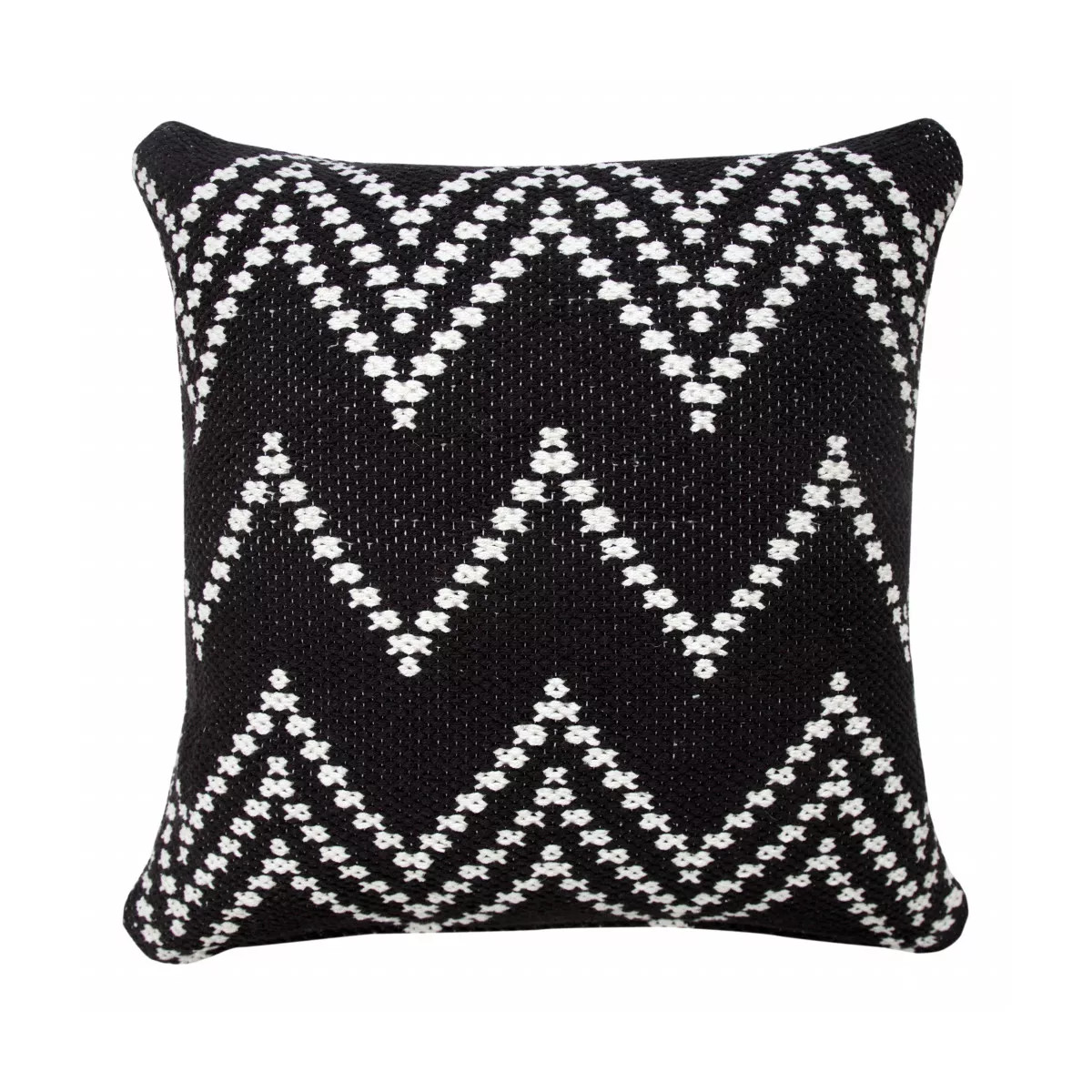HomeRoots 20" X 20" Black And White 100% Cotton Chevron Zippered Pillow | Target