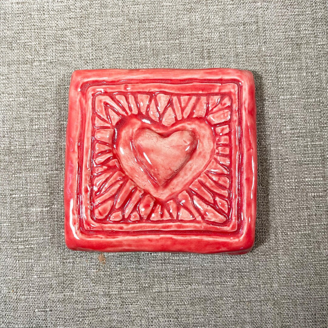 Handmade Stoneware Heart Tile, Ceramic Relief Art, Wall Decor - Etsy | Etsy (US)