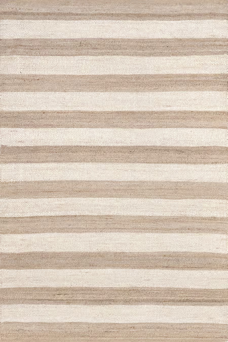 Off White Jute And Denim Even Stripes Area Rug | Rugs USA