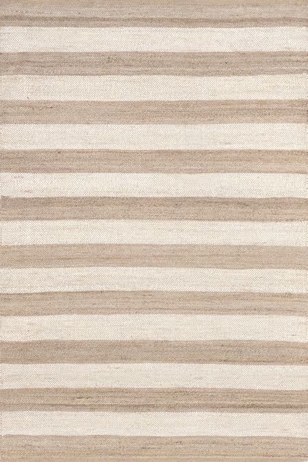 Off White Jute And Denim Even Stripes Area Rug | Rugs USA