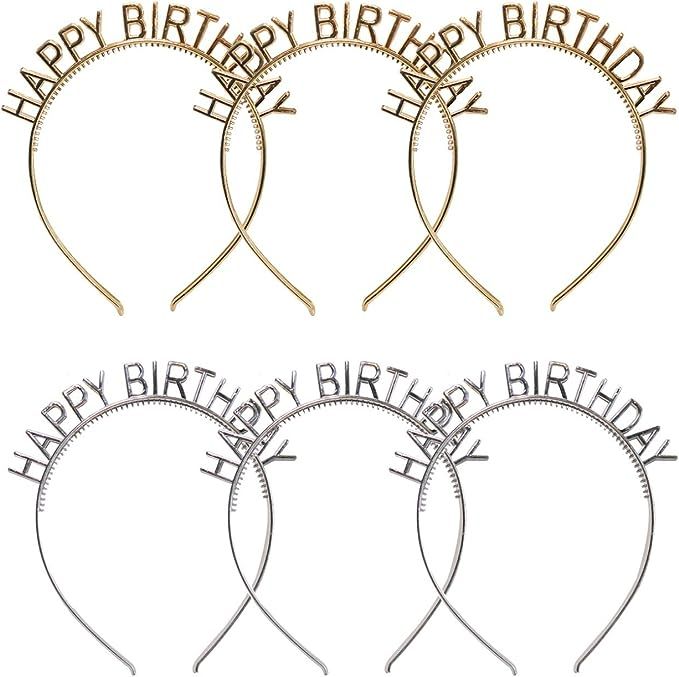 CheeseandU 6Pack Plastic Happy Birthday Headbands Girls Boys Hairbands Happy Birthday Headbands P... | Amazon (US)