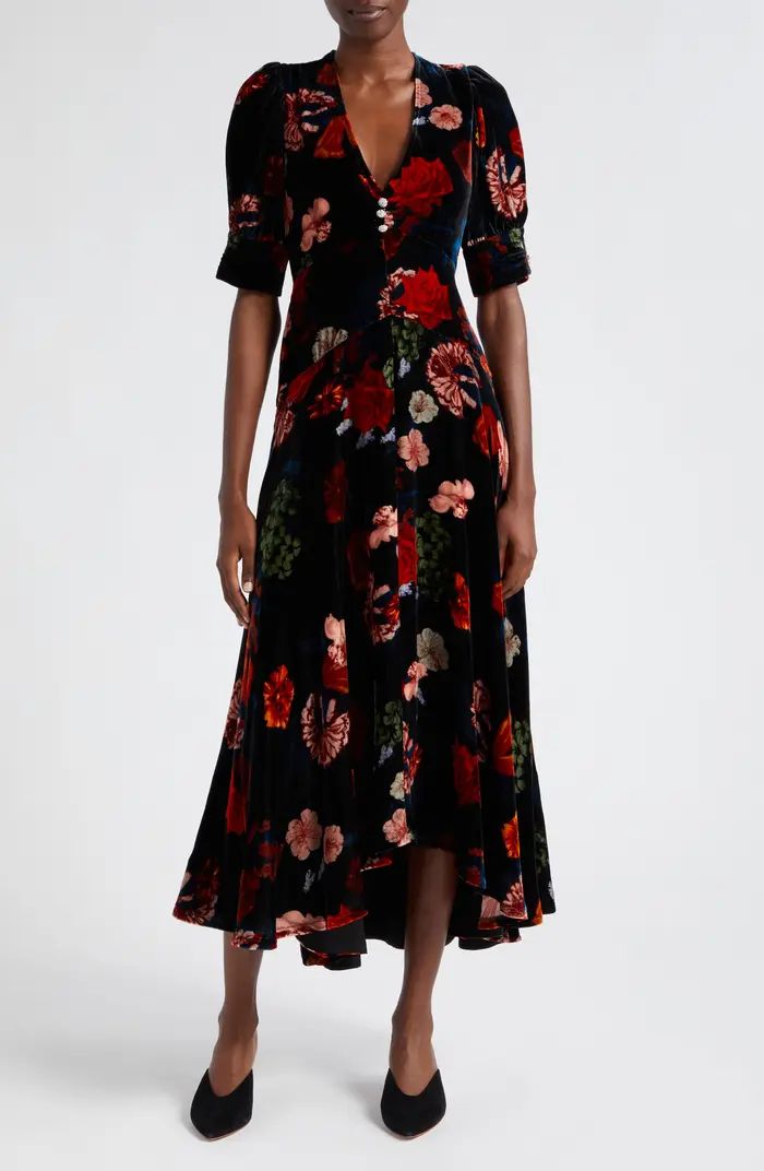 Kieran Floral Stretch Velvet Dress | Nordstrom