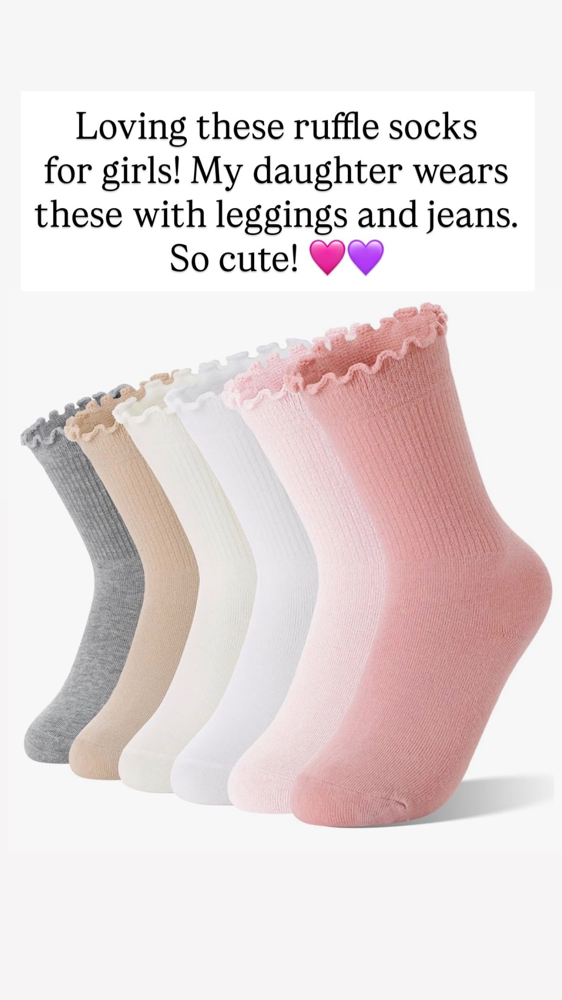 My daughter loves a ruffle sock! They look so cute with leggings and just a slide on shoe! Or a sneaker! O

#LTKKids