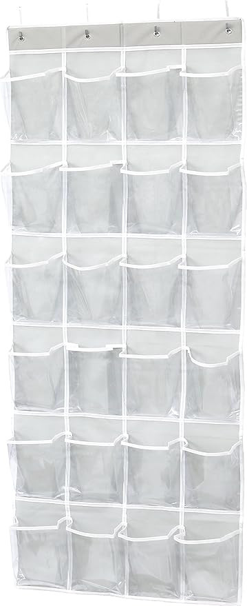 Simple Houseware 24 Pockets Large Clear Pockets Over The Door Hanging Shoe Organizer, Gray (56" x... | Amazon (US)