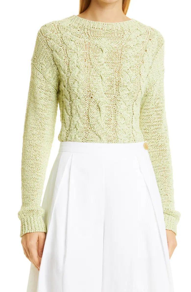Textured Cable Cotton Blend Crewneck Sweater | Nordstrom