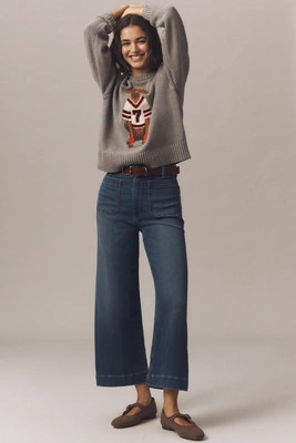 The Colette Knit Crop High-Rise Wide-Leg Jeans by Maeve | Anthropologie (US)