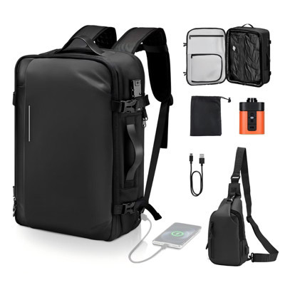 65L Vacuum Travel Backpack with Compression Pump and TSA Lock, Expandable Carry-On Backpack, Black | Target