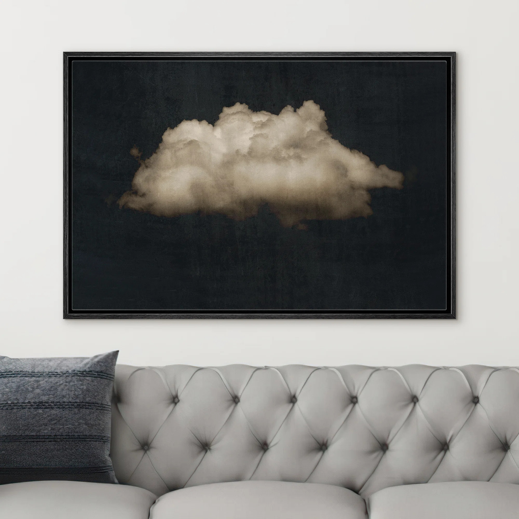 wall26 Clouds " Moody Black Modern Minimalist Neutral Artwork " - Extra Large Framed Wall Art Can... | Wayfair North America