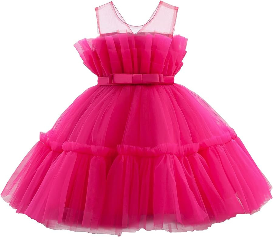Flower Baby Girl Lace Dress Toddler Tulle Sleeveless Bow Princess Party Wedding Pageant Bridesmai... | Amazon (US)