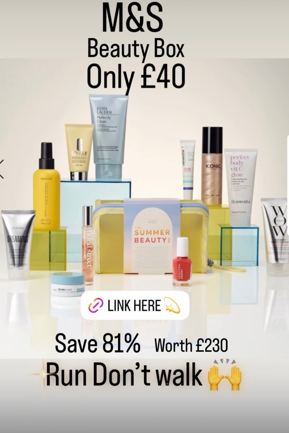 This beauty bag at M&S is such amazing value at only £40 worth over £230 and you don’t even need to purchase anything else to be able to buy 🙌 it’s honestly brilliant 💫

#LTKsummer #LTKbeauty #LTKgiftguide
