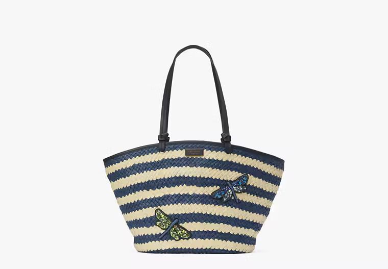 Shore Thing Embellished Striped Straw Large Tote | Kate Spade (US)
