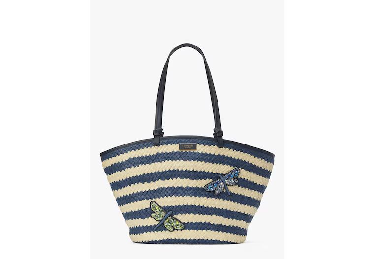 Shore Thing Embellished Striped Straw Large Tote | Kate Spade (US)